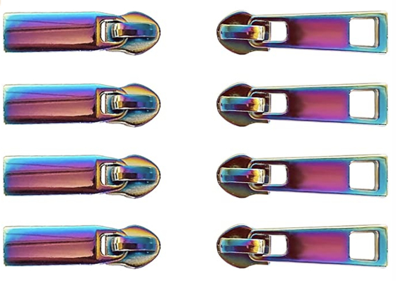 Alalamu ISO9001 Dekoracyjne metalowe zamki błyskawiczne Rainbow Zipper Pulls Multicolour